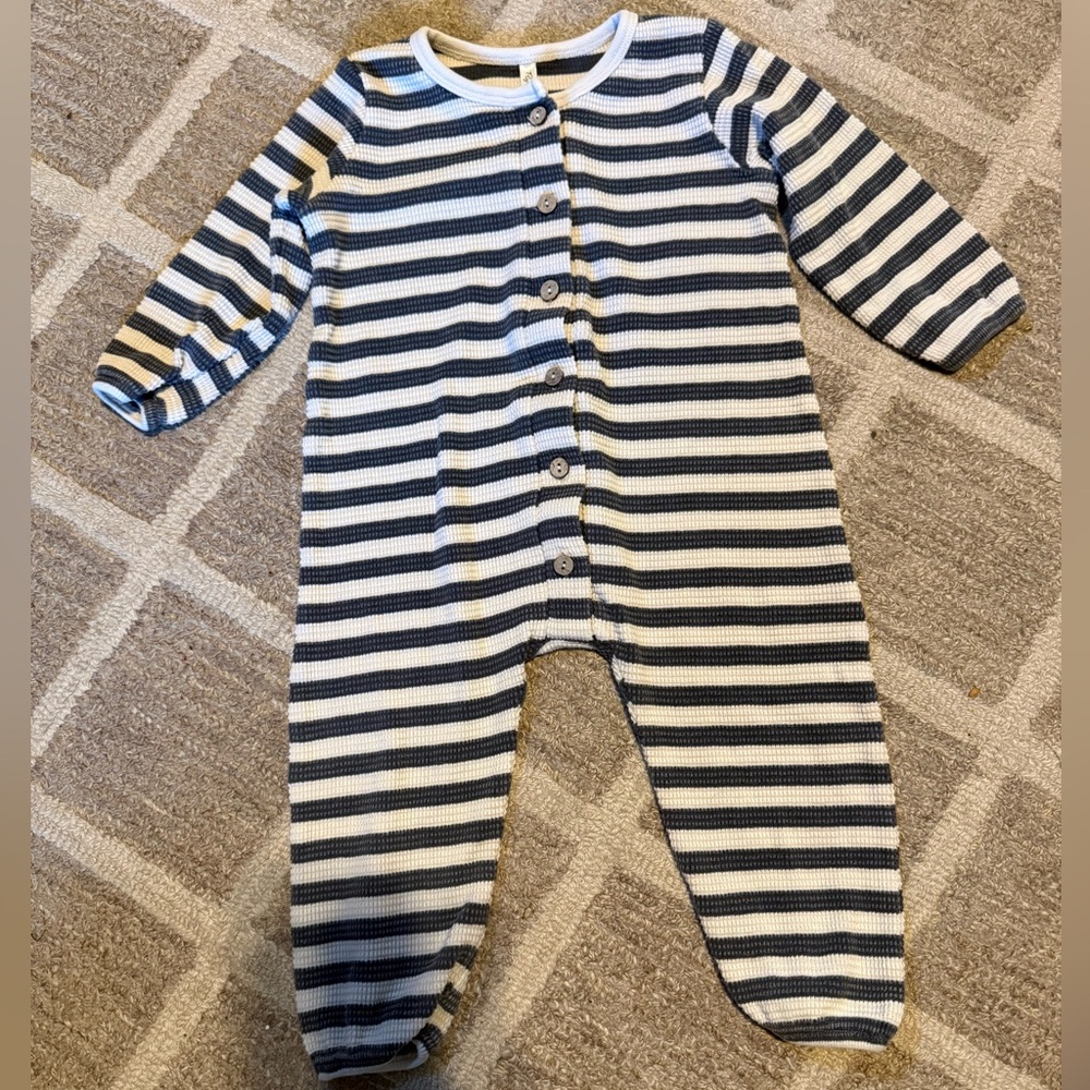 Rylee + Cru Navy and White Striped Kids Footie